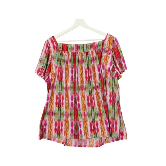 Zac & Rachel Bohemian Blouse Beaded Square Neckline Multicolor Woman Size 2X - Picture 2 of 9